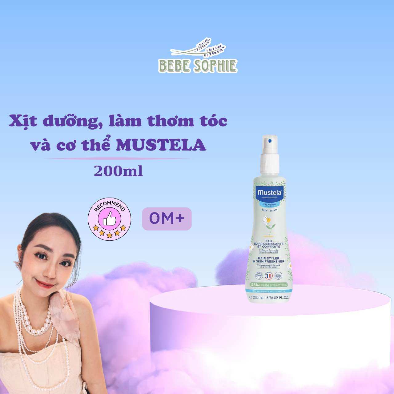 [Chính hãng] Xịt dưỡng và làm thơm cơ thể - dưỡng mượt tóc cho bé từ sơ sinh Mustela