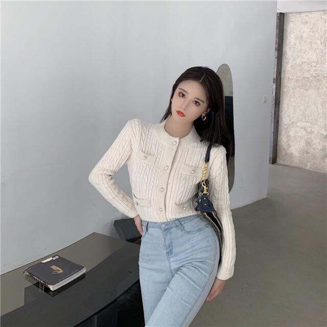 Áo khoác len cadigan vặn thừng