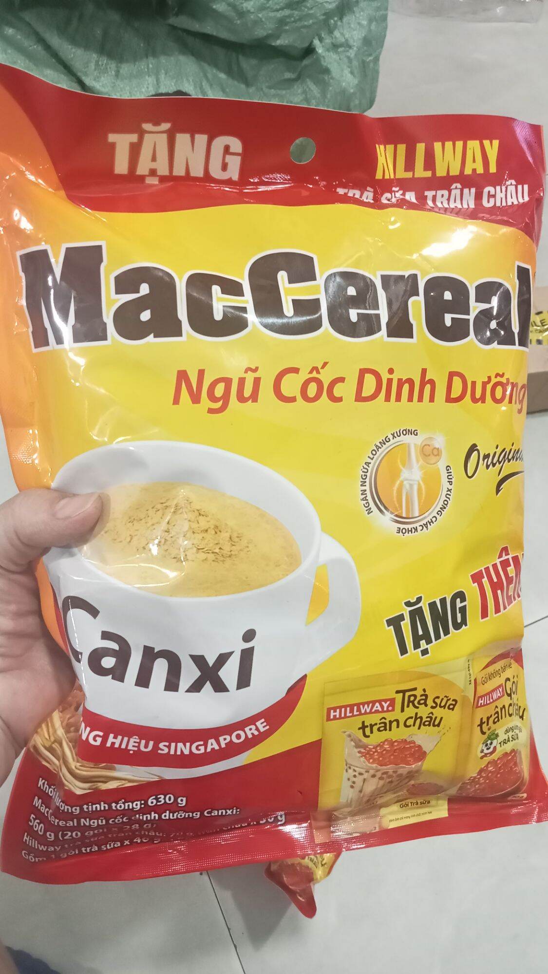 Ngũ cốc dinh dưỡng Canxi Maccereal tặng kèm trà sữa Hillway