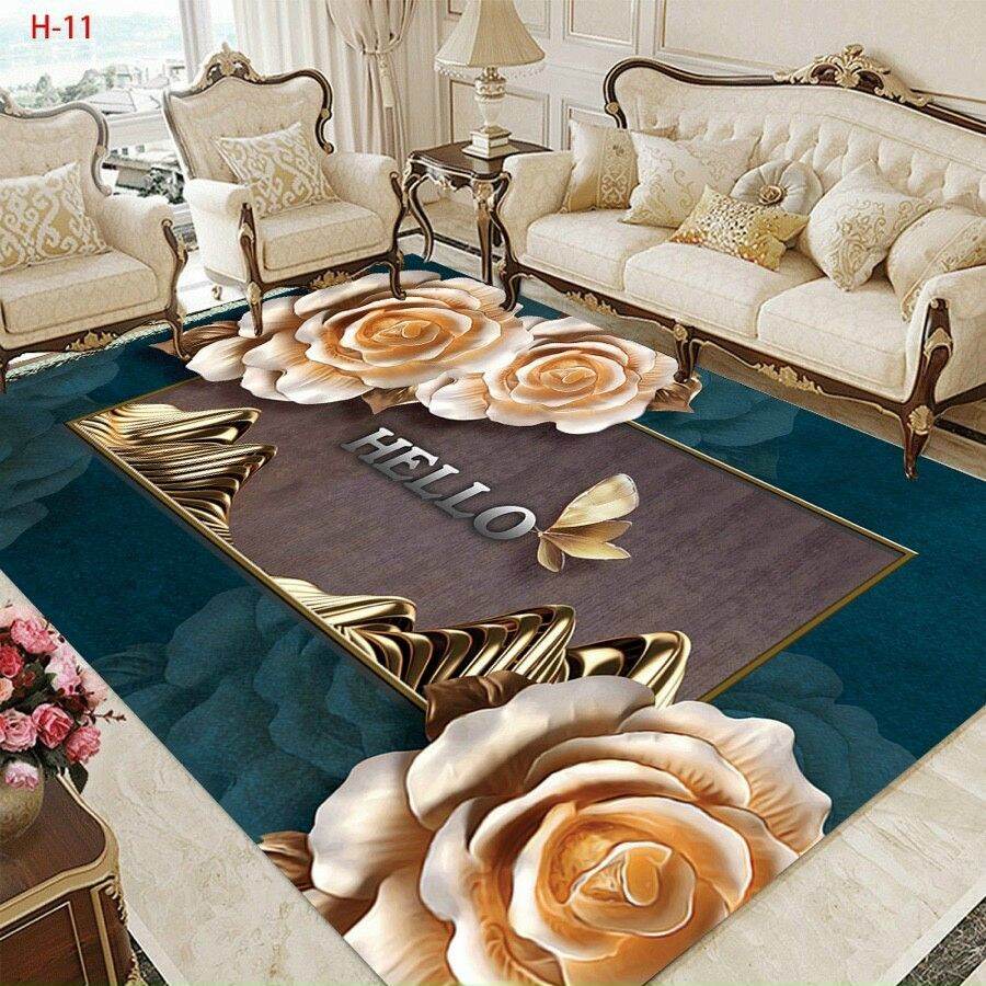Thảm trải sàn phòng khách cao cấp sang trọng mẫu sen đá (KT:1.8m x2.3m)