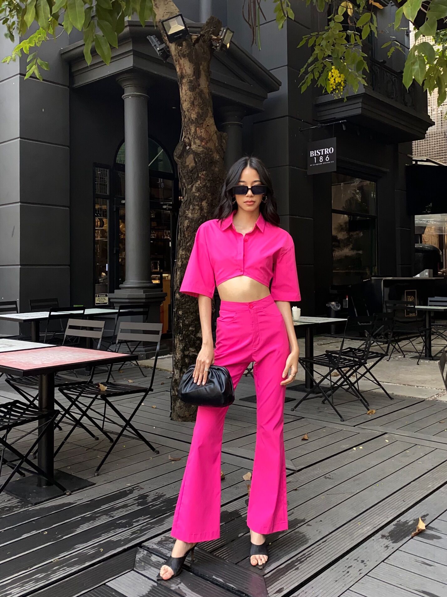 Amerose set - set áo sơ mi croptop quần dài ống loe - thiết kế bởi iamcoco.official