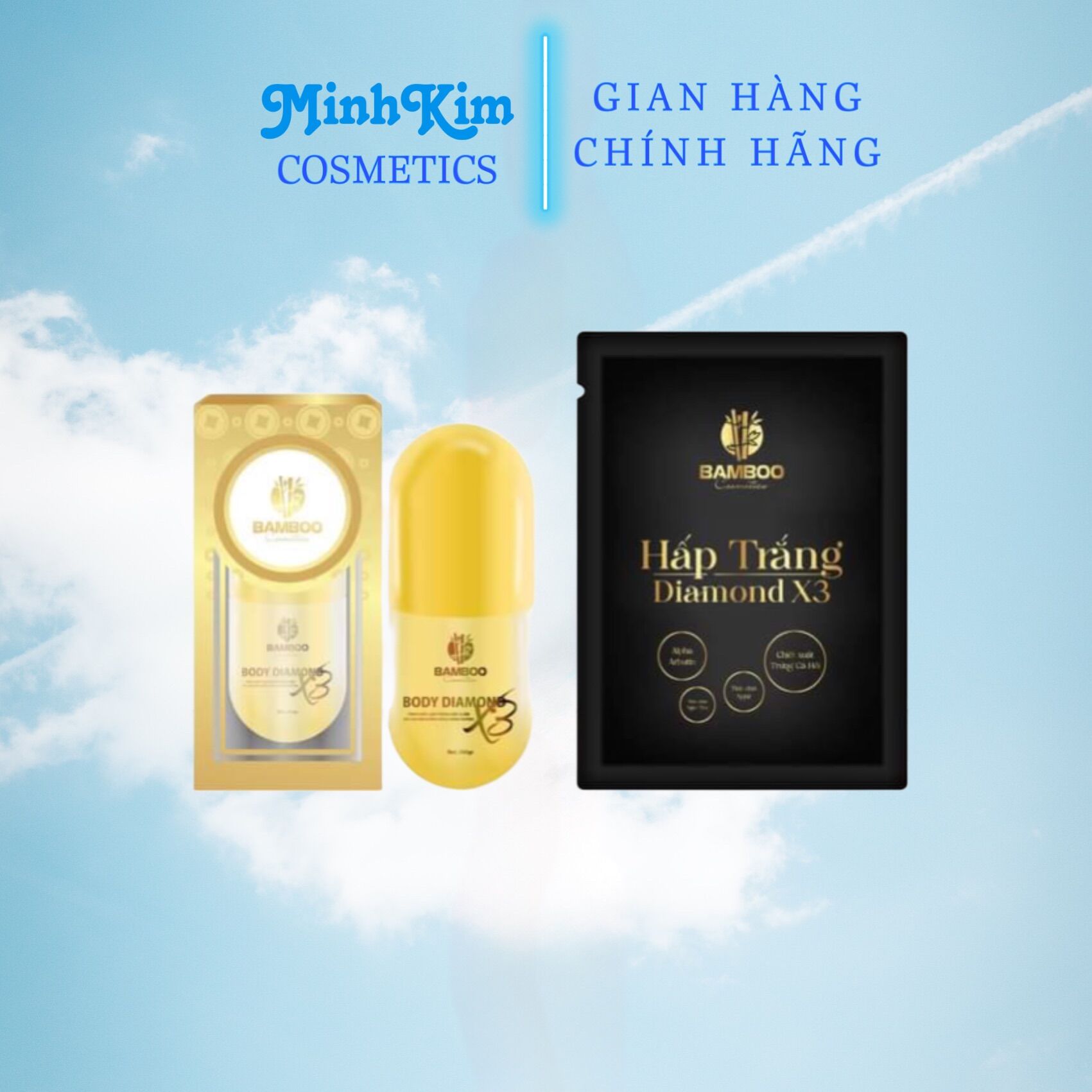 Set Trắng Da Hấp Trắng Bamboo, Kem Body Bamboo - Trắng Bật tone nhanh
