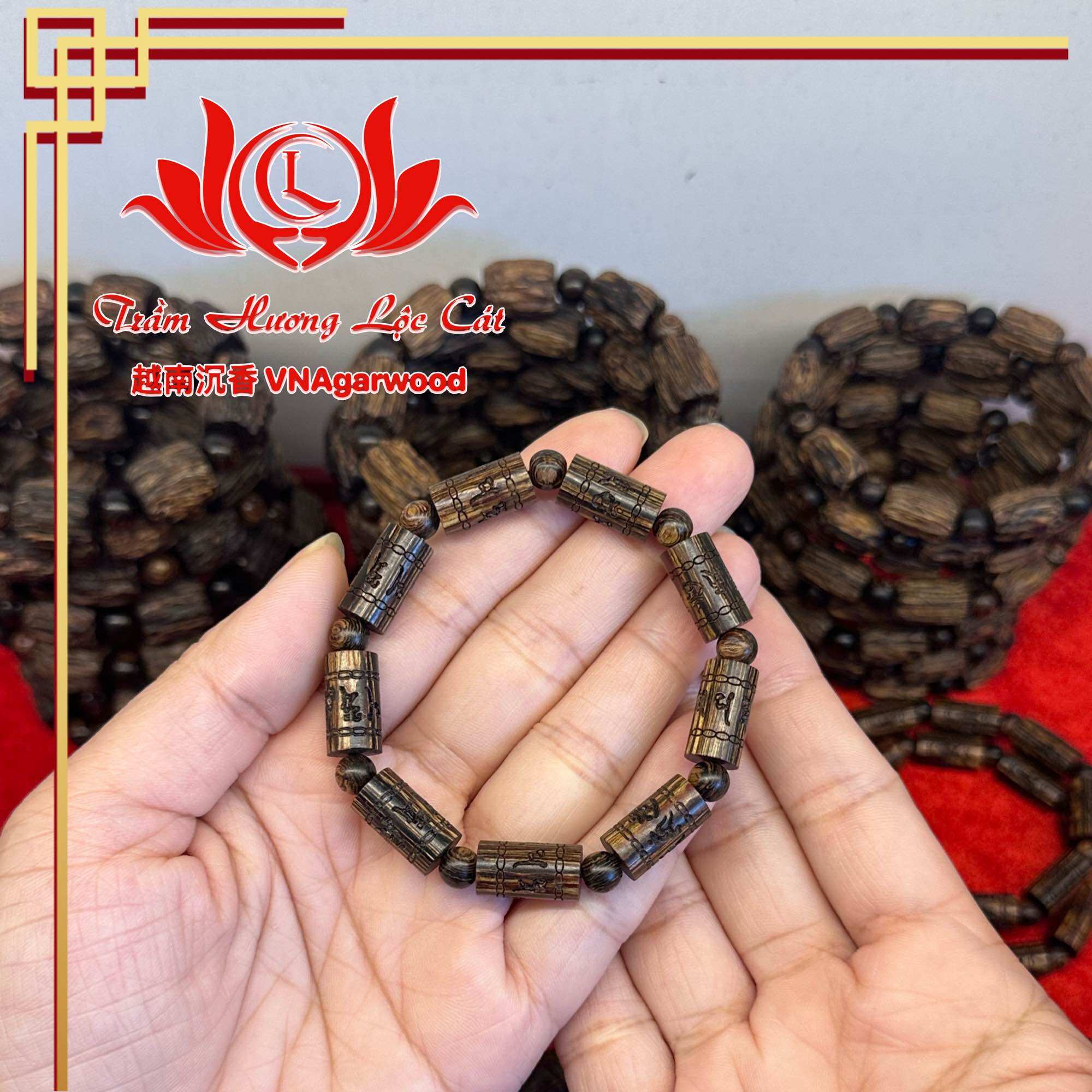 Vòng trầm hương sánh chìm dạng hạt trúc tre có size nam nữ mùi thơm dịu ngọt thơm vĩnh viễn