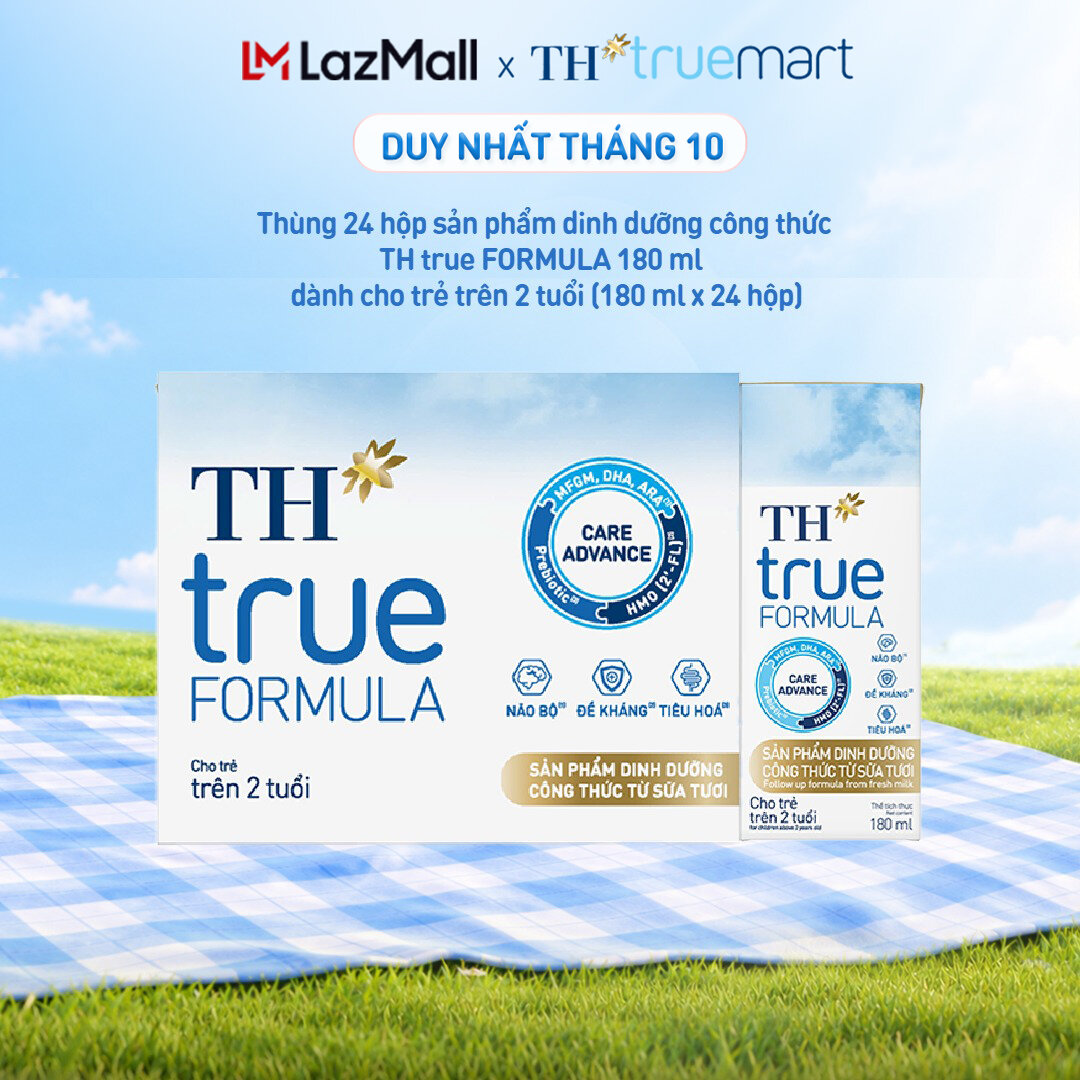 Thùng 24 hộp sản phẩm dinh dưỡng công thức từ sữa tươi dành cho trẻ trên 2 tuổi TH true FORMULA 180 ml (180 ml x 24)