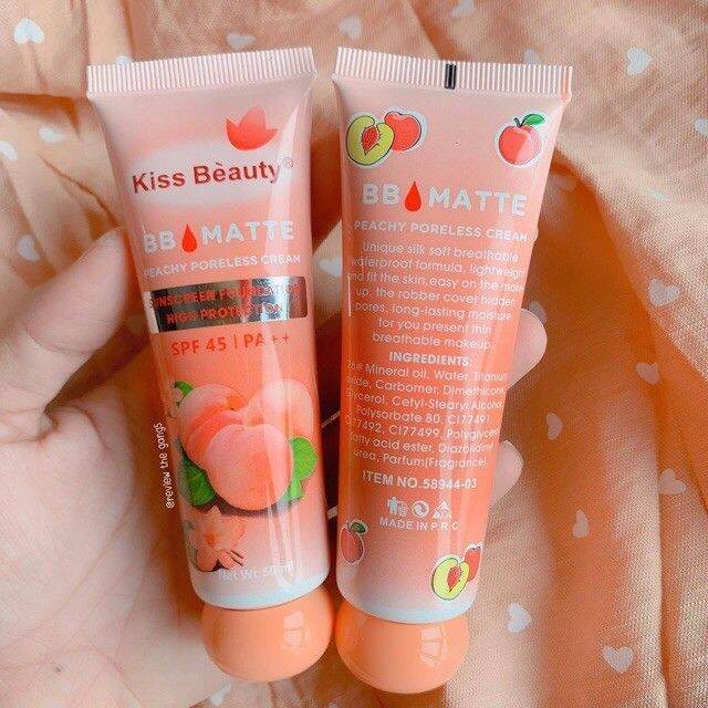 [Hcm]Kem Nền Bb Matte Đào 2In1 Kiss Beauty