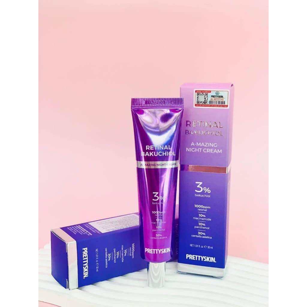 Prettyskin ,Retinol, kem dưỡng Pretty Skin retinal bakuchiol A-mazing night cream,tái tạo trẻ hóa , căng bóng đều màu da