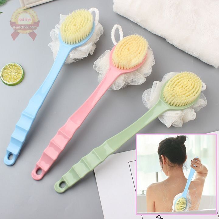 Cây bông tắm chà lưng/ bàn chải chà lưng kèm bông tắm