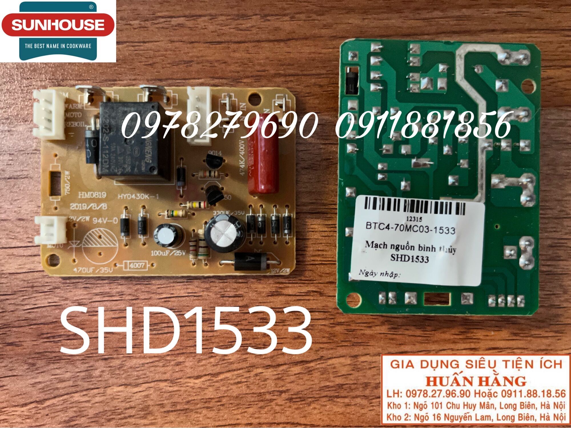 Mạch nguồn, đai nhiệt, gioăng nắp bình thuỷ điện Sunhouse SHD1533