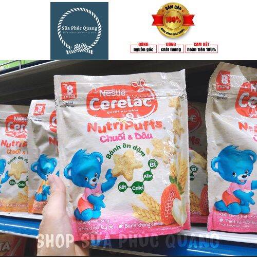 Bánh ăn dặm Nestle Nutripuffs 50g vị Chuối Dâu cho bé từ 8 tháng tuổi