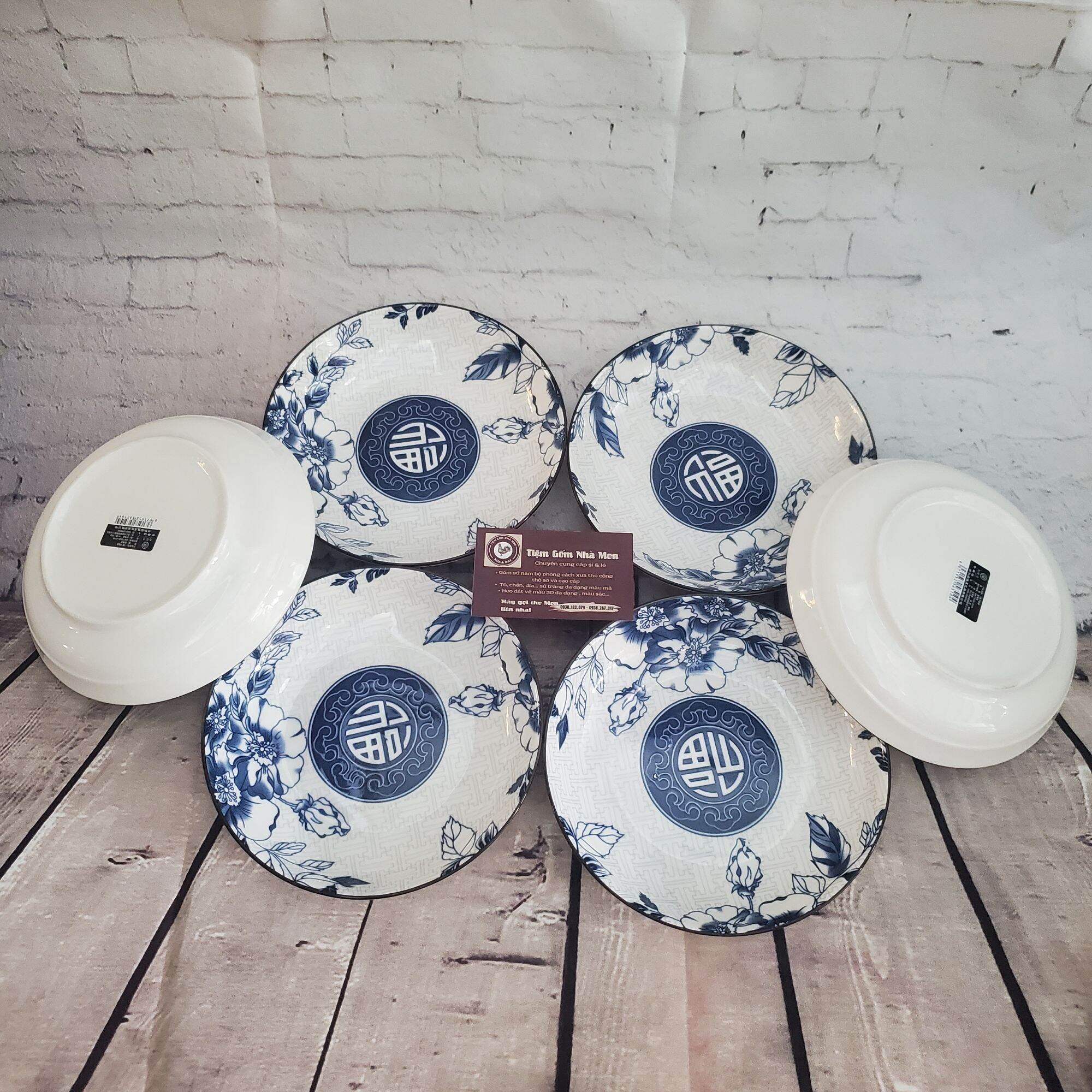 💢💥SET 2 DĨA SỨ ẢO SÂU LỒNG 18CM💥💢 (Họa tiết mộc cổ xanh)😘🌿
