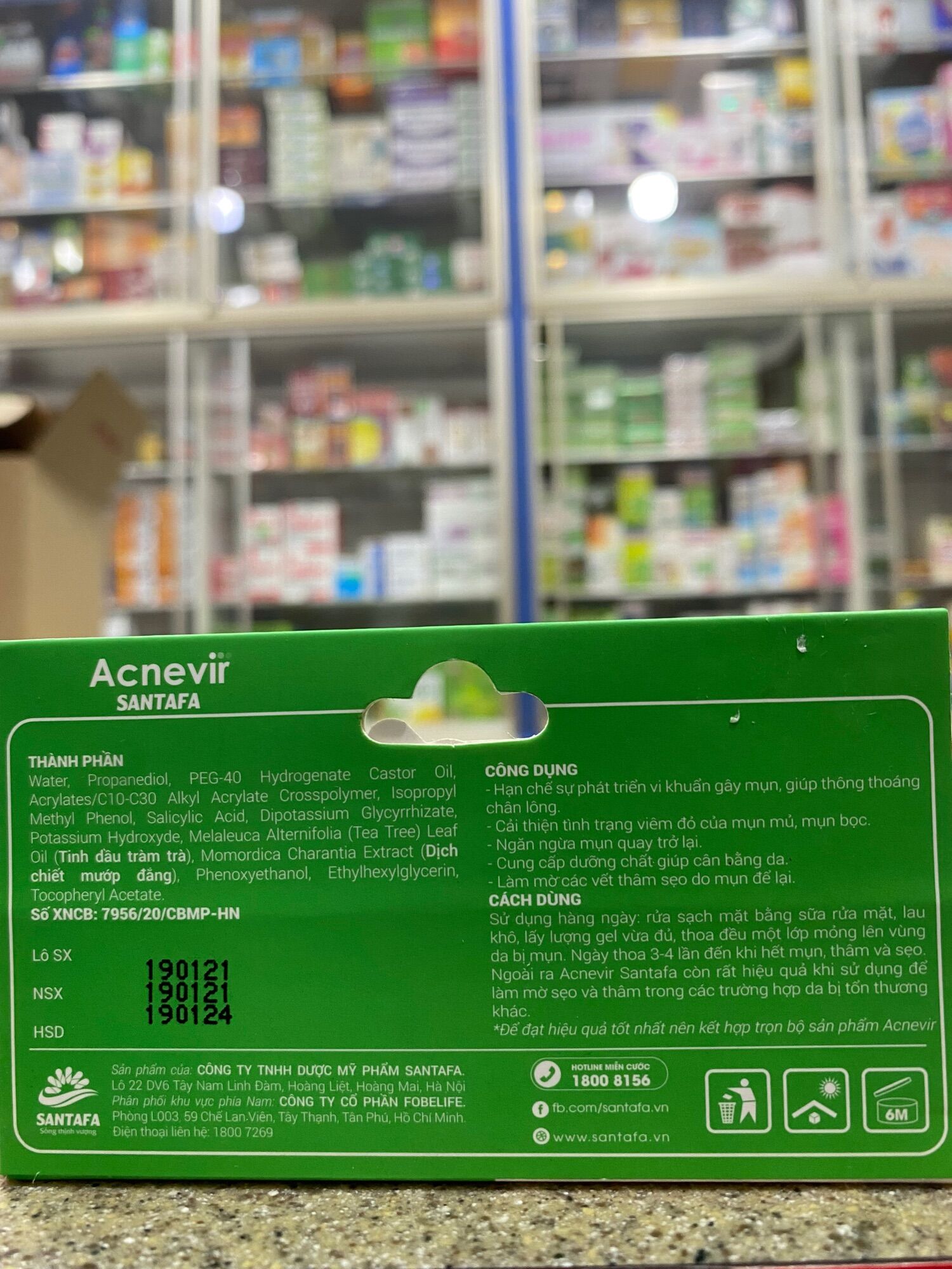 Kem giảm mụn mủ, mụn trứng cá Acnevir (Xanh) 10g