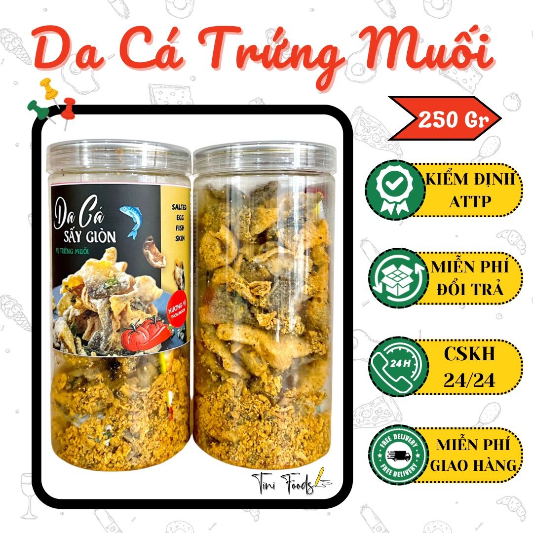 Da cá sấy giòn vị trứng muối - thơm béo giòn ngon đậm vị - hũ 250g - ăn vặt giá rẻ