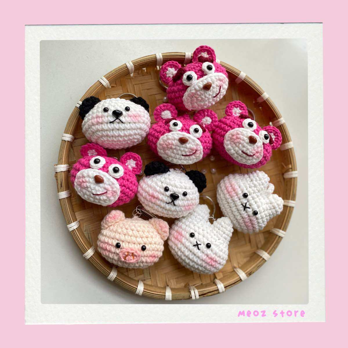 Móc khoá ếch, gấu, thỏ cute handmade bằng len