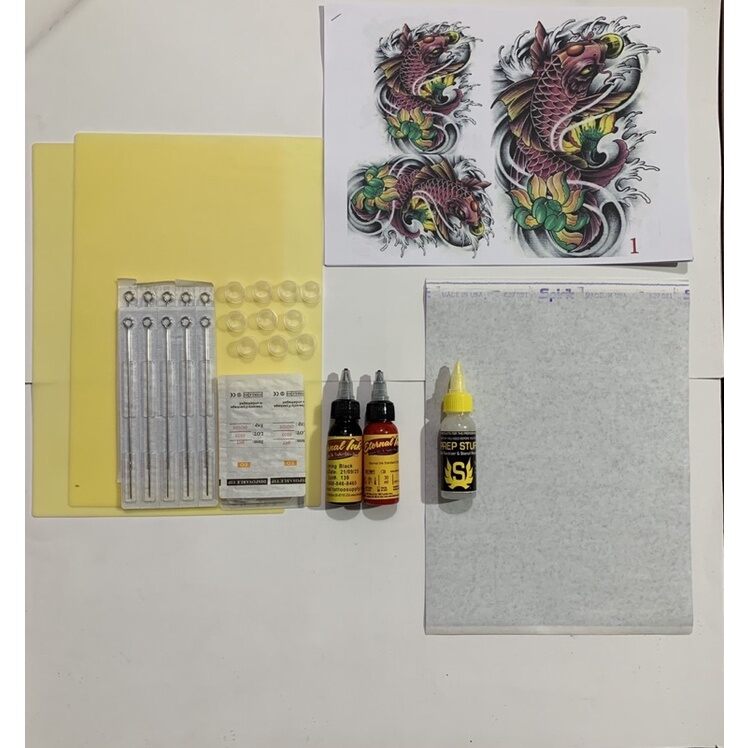 Combo 10 kim xăm + ngòi + 2 da A4 + 2 mực + giấy in