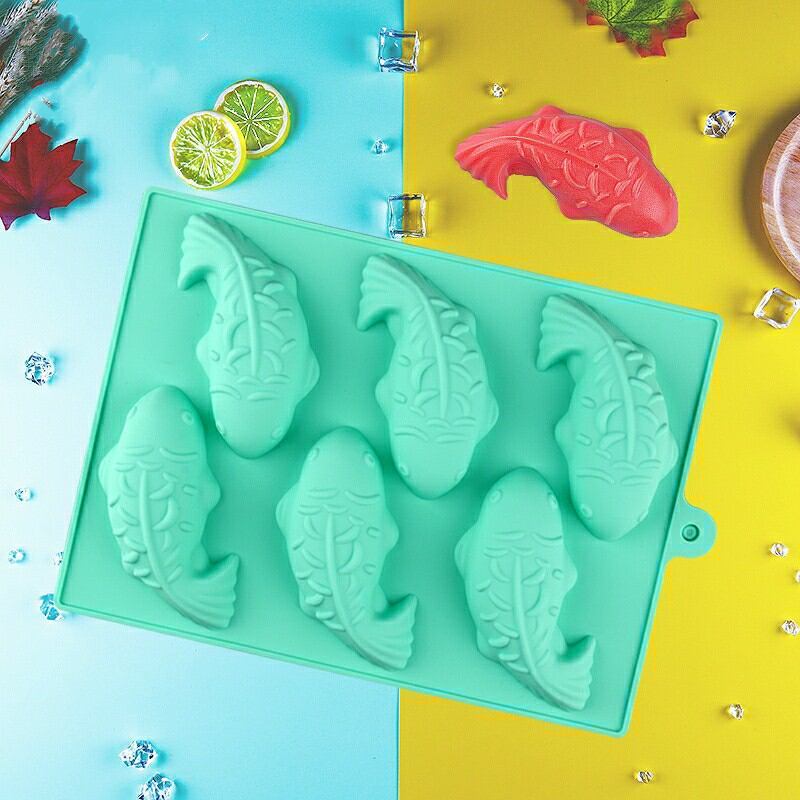 Khuôn silicon cá chép, khuôn cá koi làm rau câu pudding hình 6 con