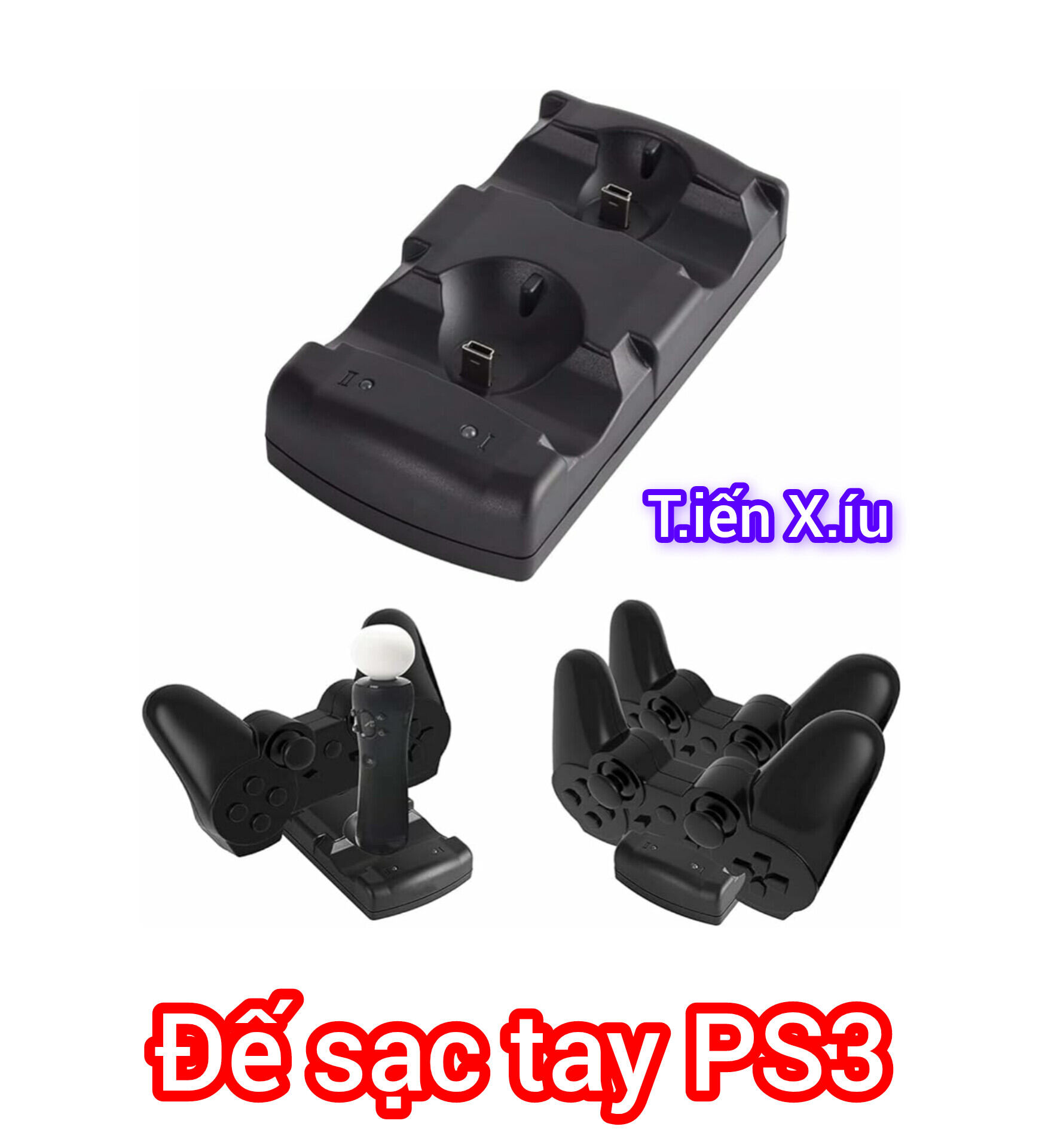 Dock sạc tay ps3 3 in 1 đế sạc tay cầm Ps3 hỗ trợ củ sạc điện thoại Charging dock controller