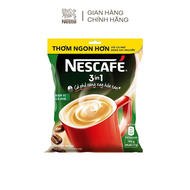 Cà phê rang xay hòa tan NESCAFE 3in1 (Bịch 46 gói x 17g)