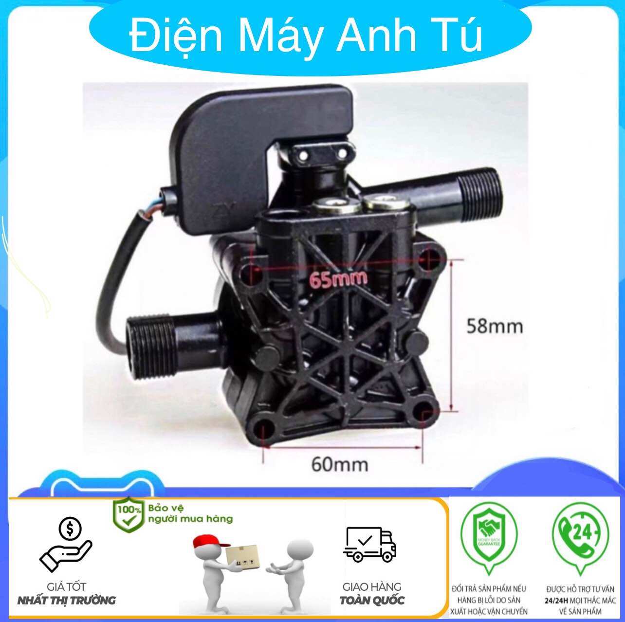 Bộ đầu bơm máy rửa xe mini có kèm rơ le điện, máy xịt rửa xe gia đình