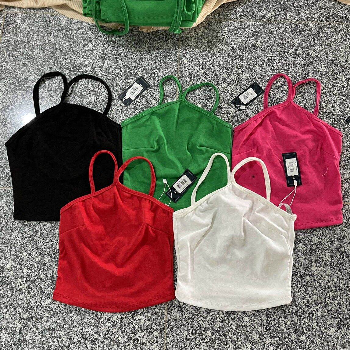 Áo croptop đính dây cổ yếm form 45kg