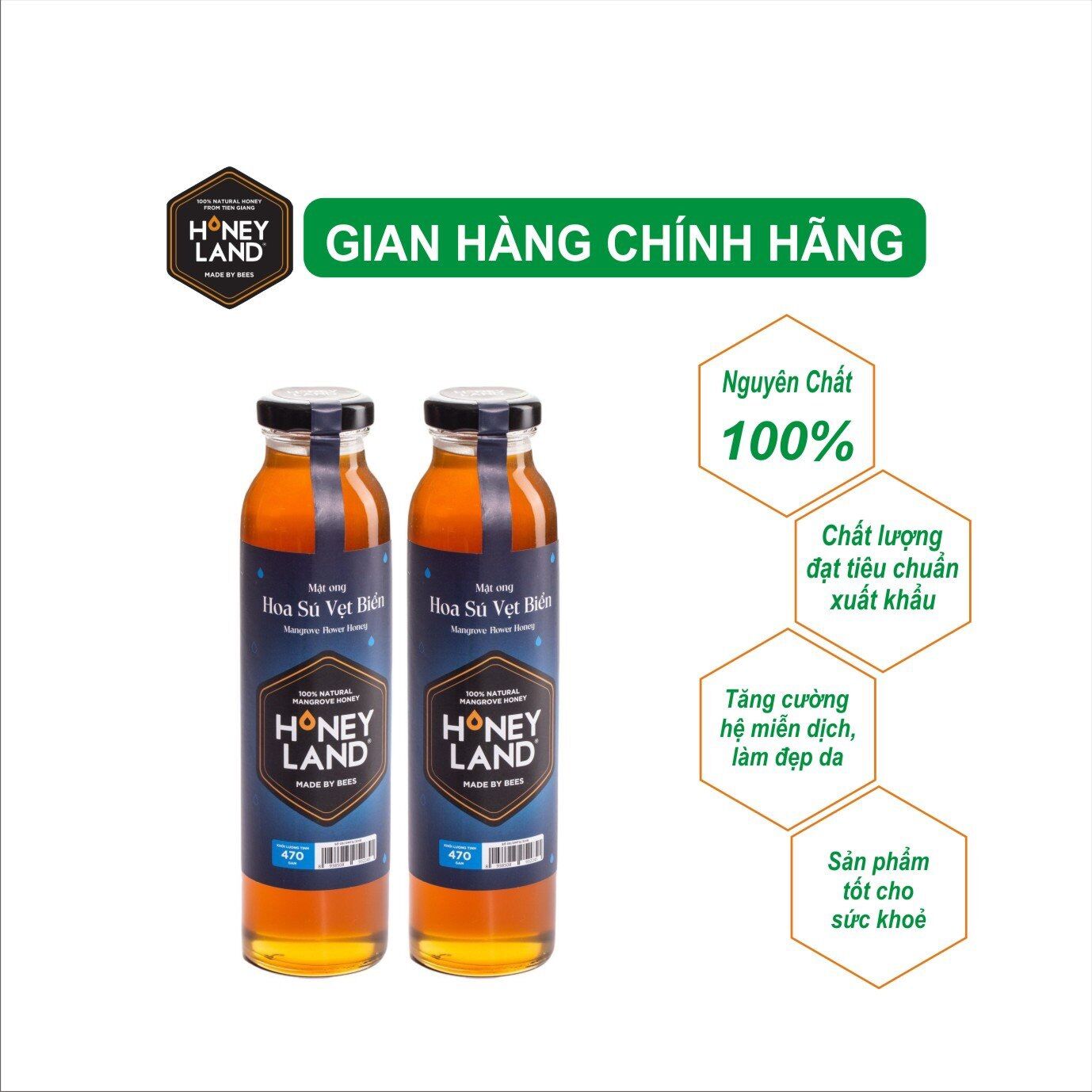 Combo 2 chai mật ong sú vẹt biển honey land 940g mật ong nguyên chất