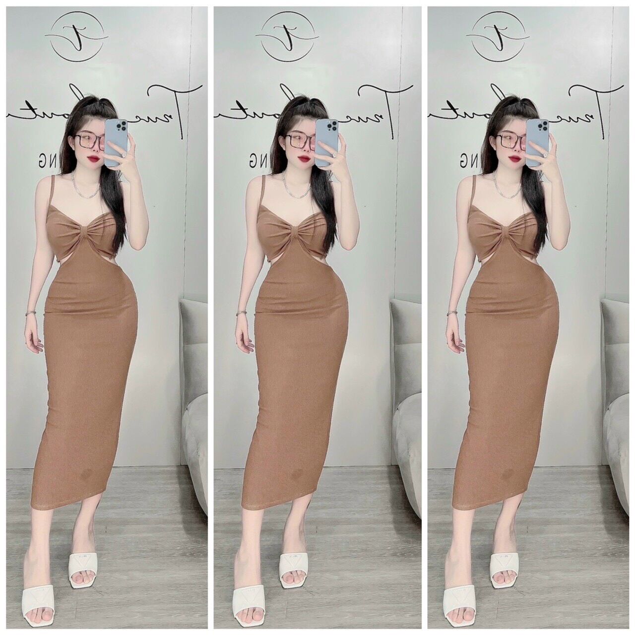 Đầm body hai dây khoét eo siêu hot