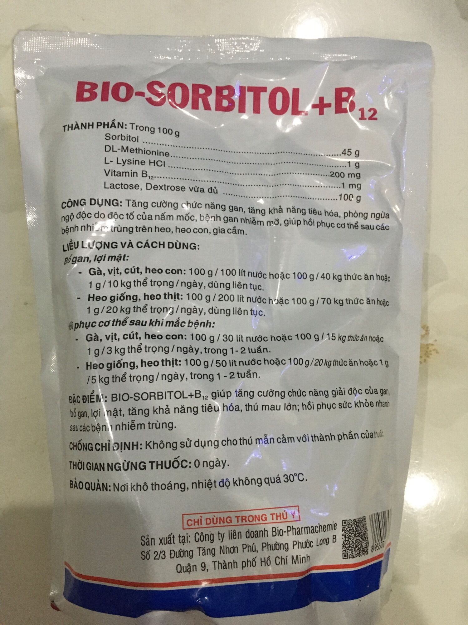 Bio Sorbitol Bổ gan, giải độc gan dùng cho gia súc và gia cầm gói 1kg.