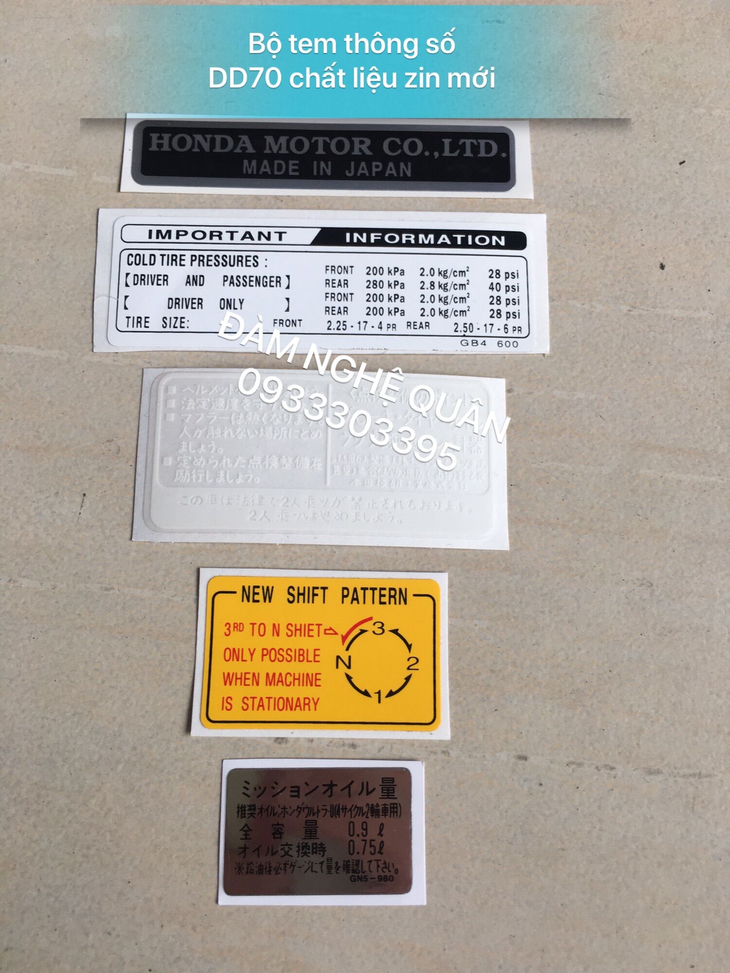 Bộ tem thông số dd 70cc chất liệu zin tuyệt đẹp mới 200,000 vnd