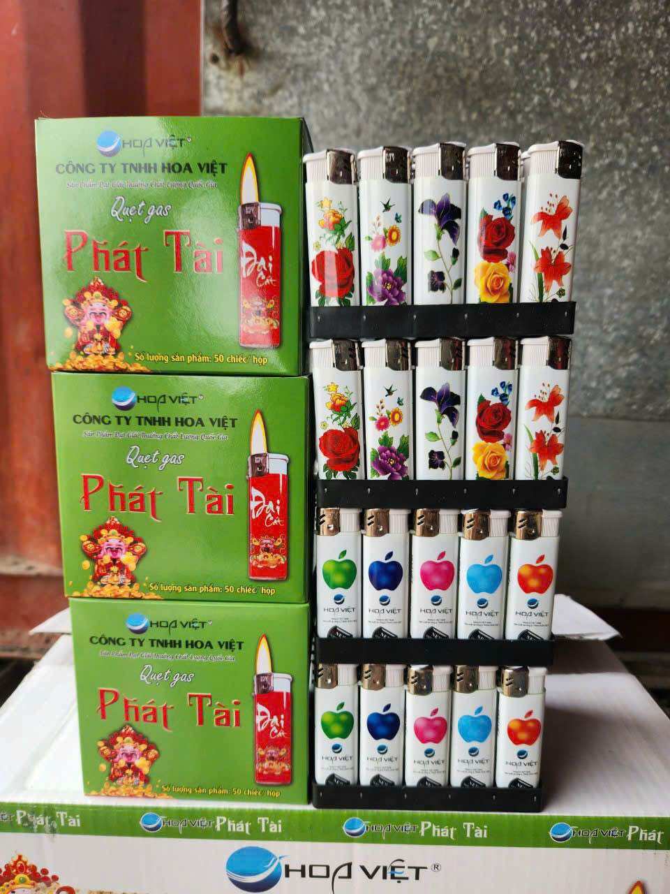 Bật lửa hộp quẹt ic bấm điện tử táo tài - hàng chính hãng hoa việt - phụ kiện dùng cho môi trường tay ướt - hộp 50 cái - quẹt