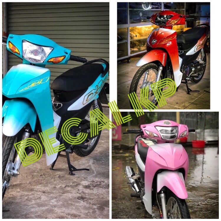 (Nhiều màu)Tem trùm xe Wave Alpha 110-100 và 50cc tem cao cấp màu loang(1 bộ tem không kèm chữ alpha,chữ alpha mua riêng)