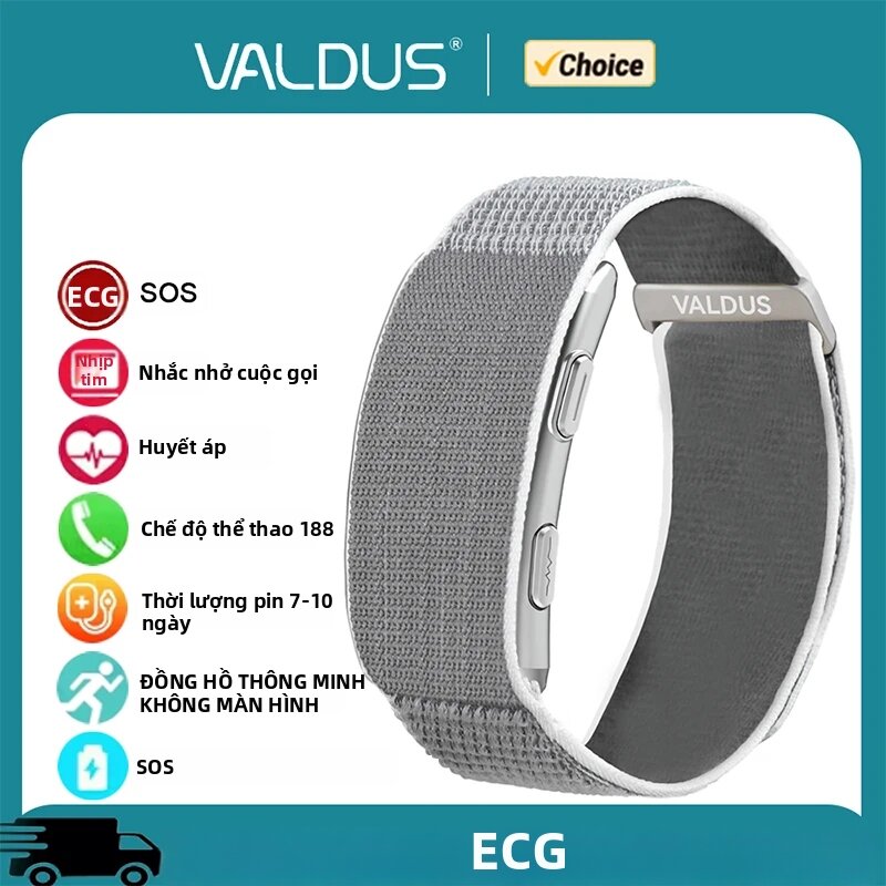 VALDUS VITRO ECG Vòng Đeo Tay Thông Minh Dành Cho Người Lớn, Thiết Bị Theo Dõi Thể Dục Với Chức Năng Theo Dõi Nhịp Tim, Huyết Áp, Đồng Hồ Chống Nước, Không Có Màn Hình, Thời Lượng Pin Dài