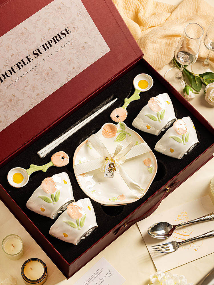 YICHEN | Bộ Dụng Cụ Bàn Ăn Gốm màu dưới men thiết kế tươi mới cho quà tặng tân gia và cưới