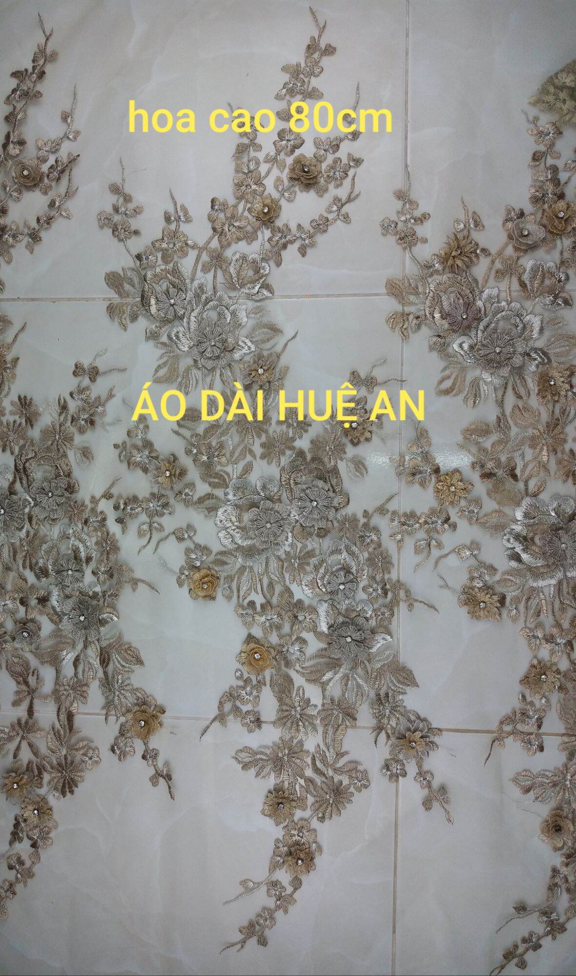 Hoa ren thêu 3D chỉ kim tuyến đính áo, trang trí phụ kiện