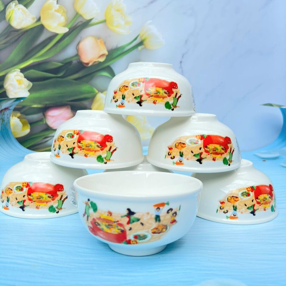 Bộ 10 bát ăn cơm họa tiết anh đào- chén sứ, bát ăn cơm