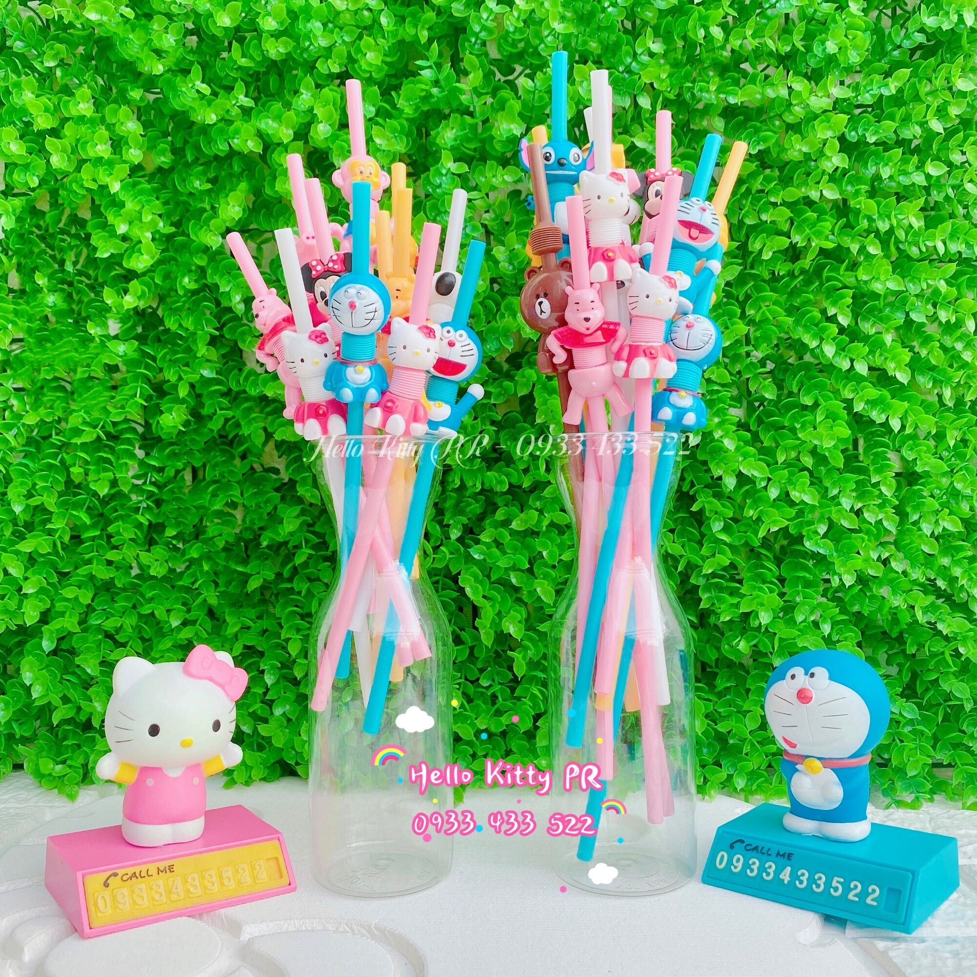 [Freeship MAX] Ống hút tái sử dụng nhiều lần ( tặng kèm cọ rửa ) Hello Kitty - Doremon Doraemon