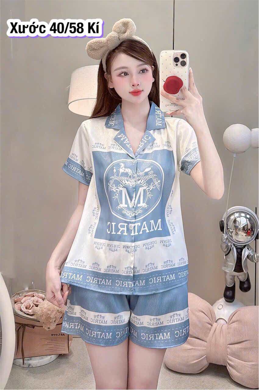Set pijama lụa xước ánh kim , bộ đùi thiết kế mới mềm mịn bigsize 40/ 68 Kí