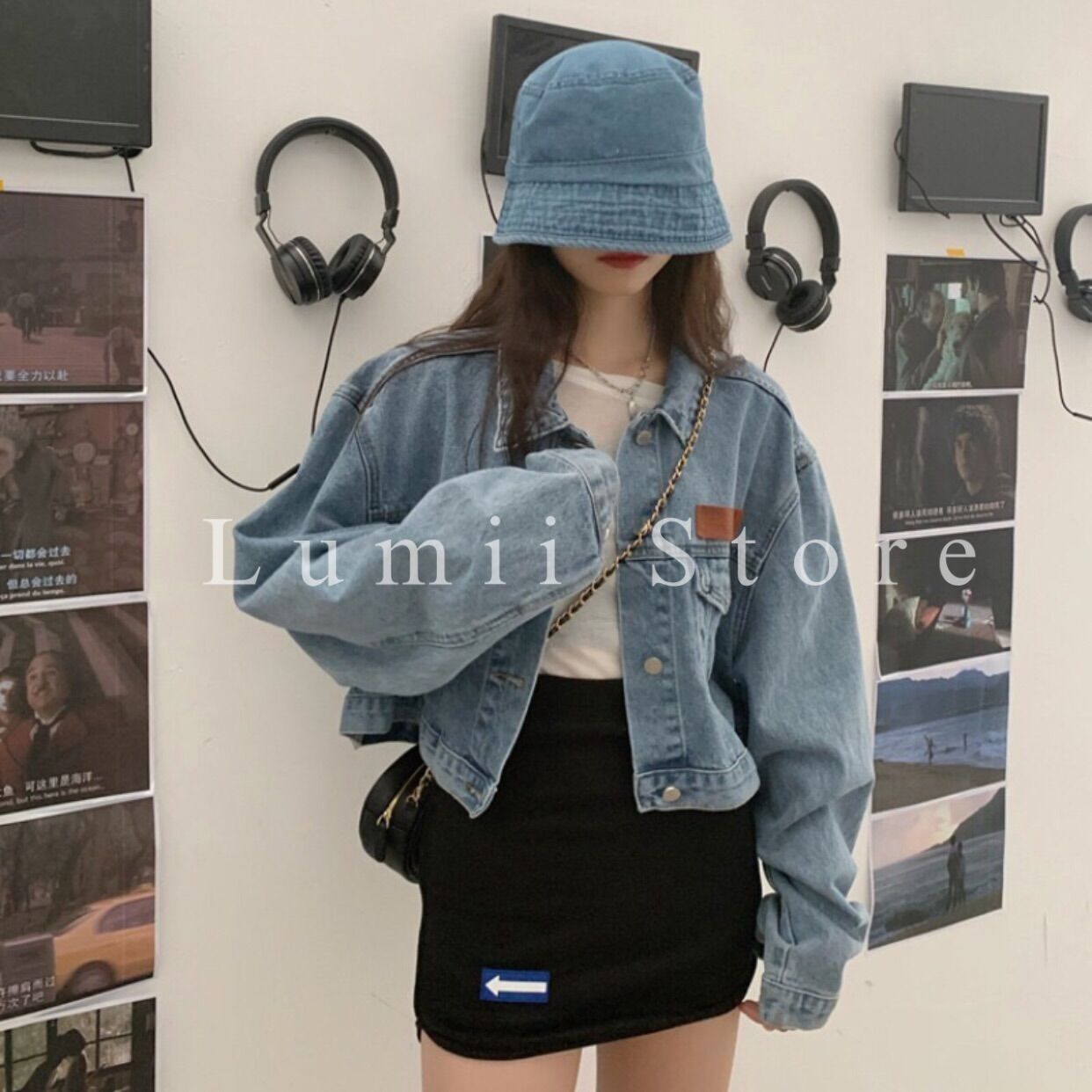 Áo khoác jeans croptop - áo khoác bò nữ m1328 lumii