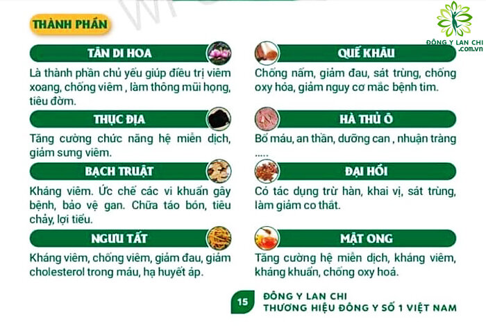 ĐỈNH XOANG VƯƠNG LAN CHI (Tặng Dung dịch Đỉnh Xoang Vương)