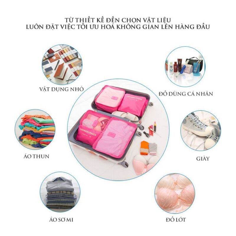 BỘ 6 TÚI ĐỰNG ĐỒ DU LỊCH LAUDRY POUCH CAO CẤP