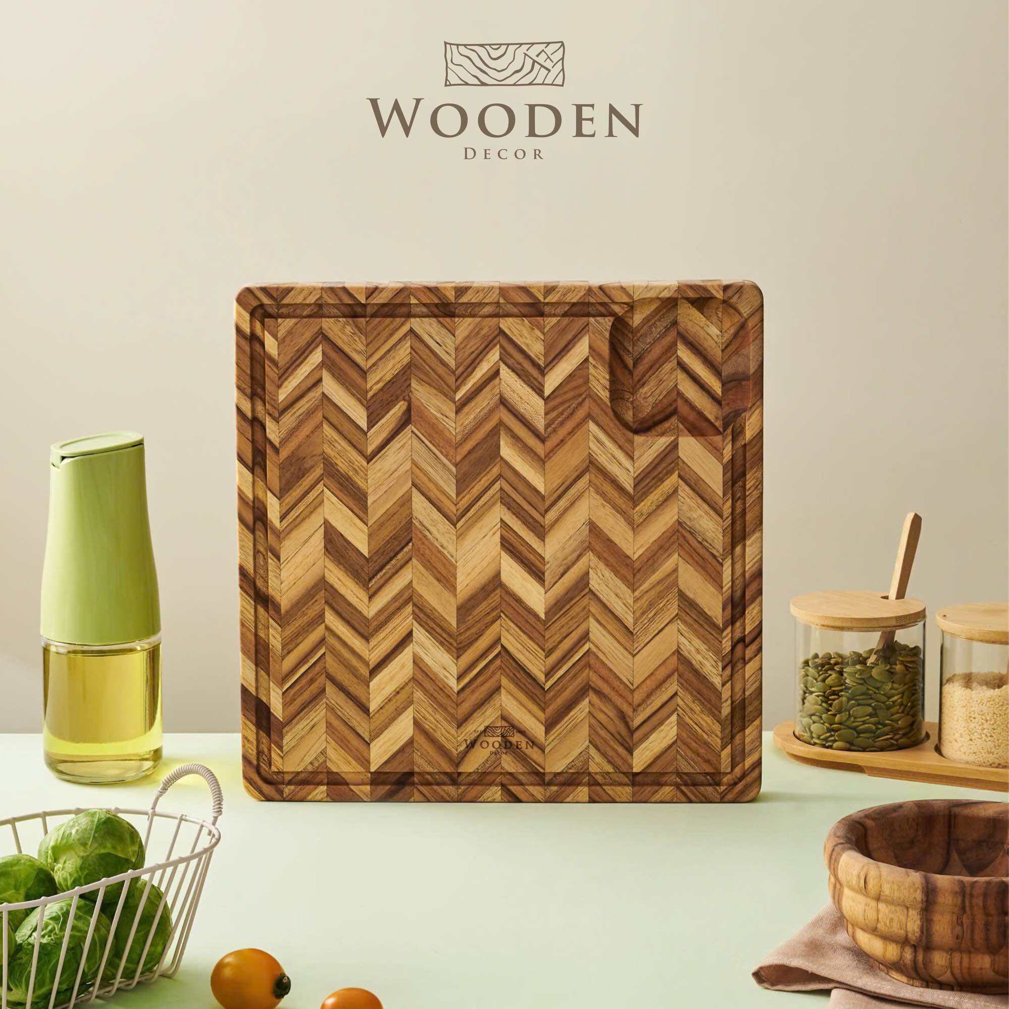Thớt Gỗ Teak Hình Vuông Cao Cấp, Bền, Sang Trọng, An Toàn Vệ Sinh Thực Phẩm, Wooden Decor- The Easy