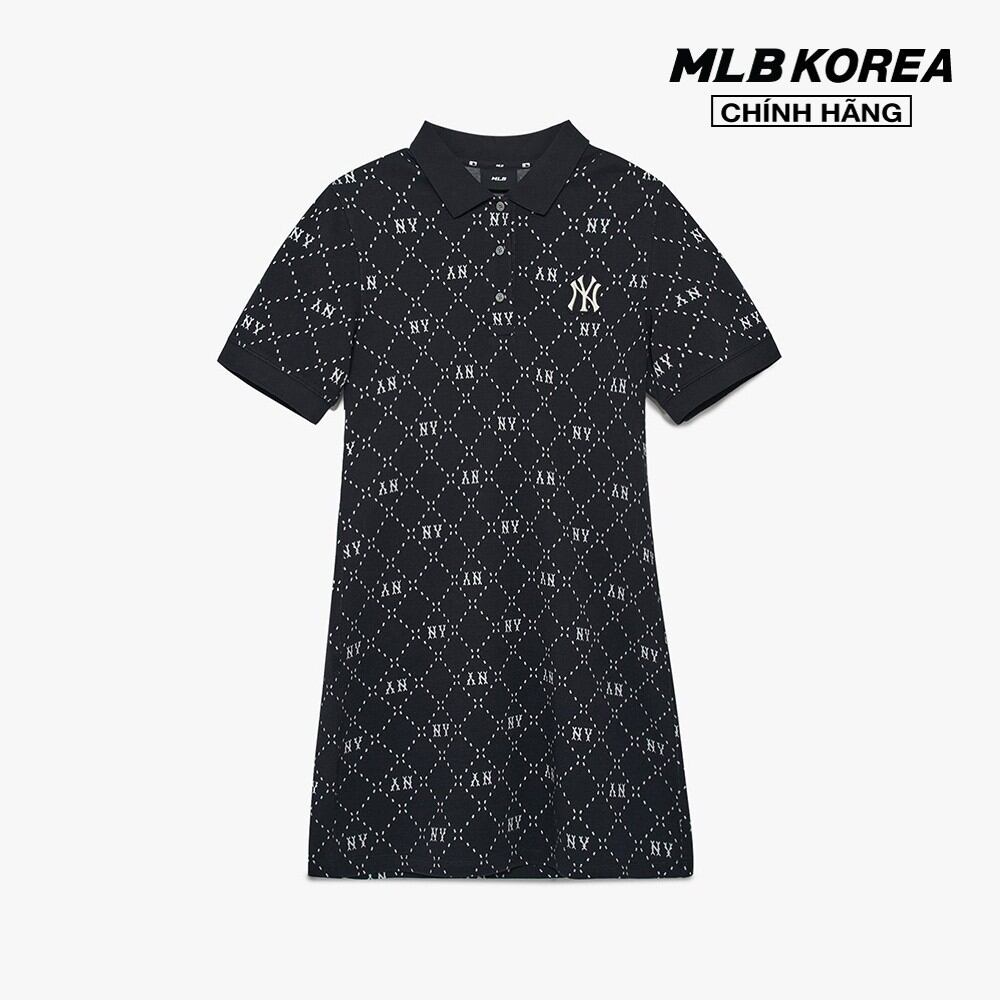 Mlb - đầm polo mini tay ngắn dia monogram jaquard 3fopm0533-50bks