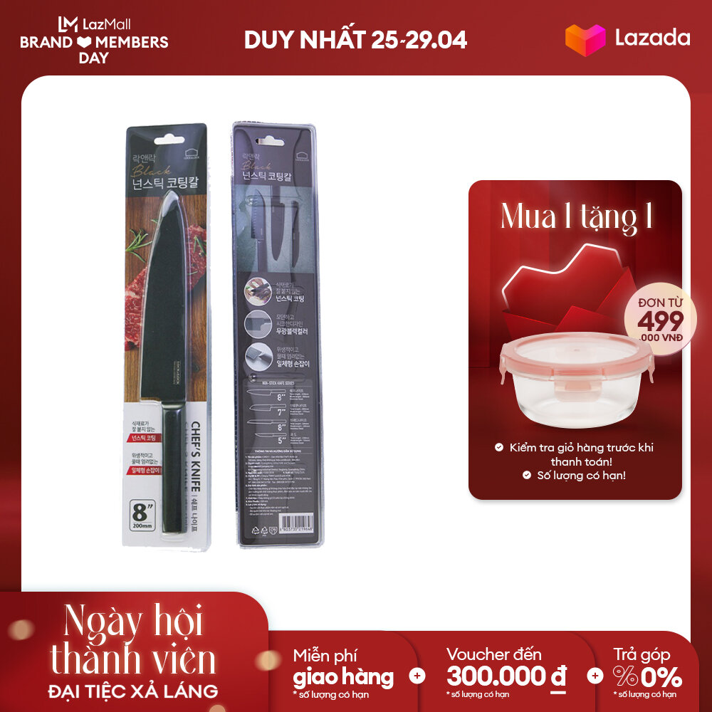 Dao nhà bếp Chefs Knife dài 330 mm bằng thép không gỉ Lock&Lock CKK311 - Màu đen - Hàng chính hãng