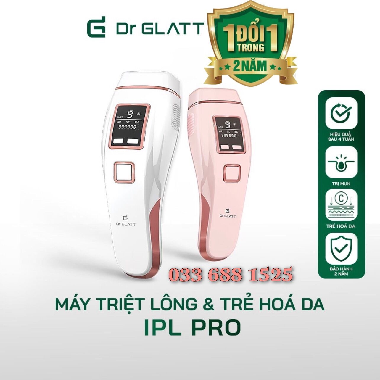 Máy triệt lông Dr Glatt Pro ĐỨC [Chính hãng] triệt lạnh+ trị mụn+trẻ hóa da