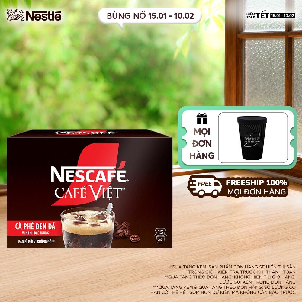 [FREESHIP TOÀN QUỐC] Hộp Cà phê đen hòa tan NESCAFÉ CAFÉ VIỆT (16g x 15 gói)