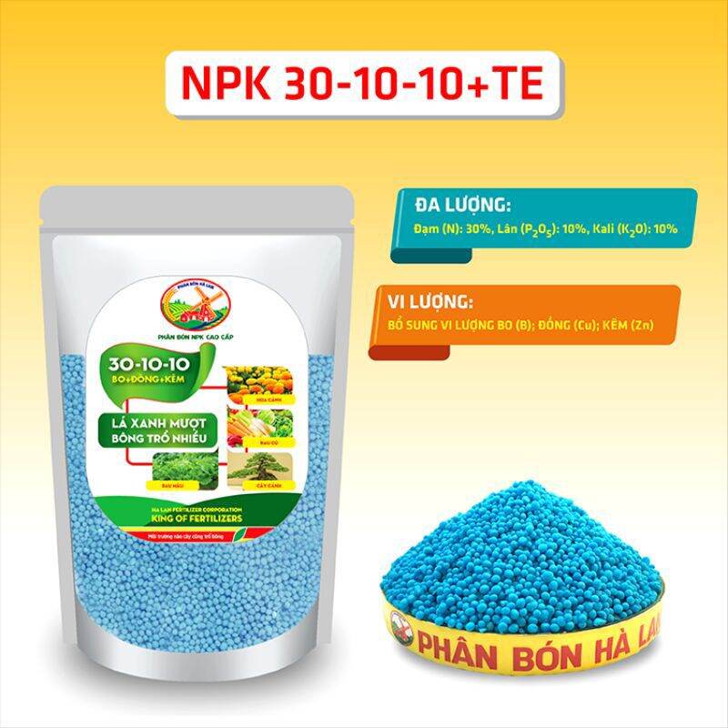 Phân Bón NPK 30_10_10 (500g)Cung Cấp Vi Lượng cho Rau + hoa hồng + cây ăn quả