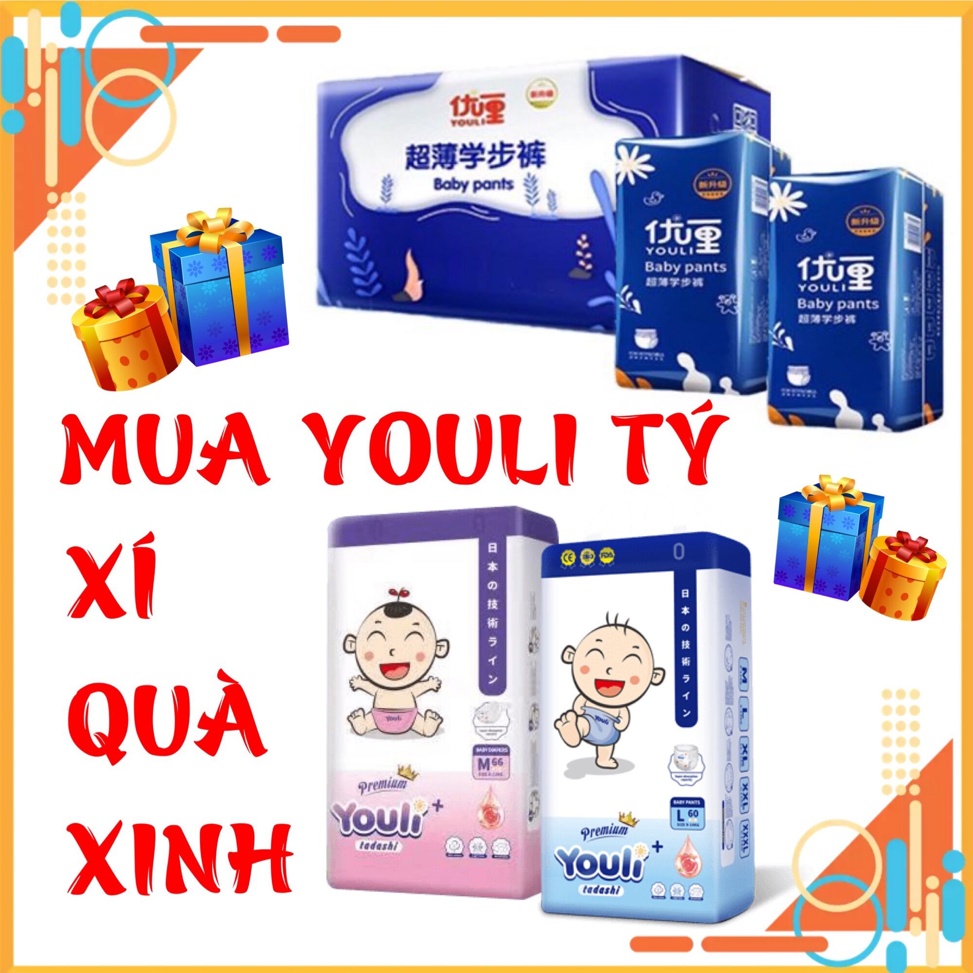 [FREESHIP] TÃ/BỈM YOULI XANH - YOULI TÝ QUẬY S108/M96/L84/XL80/XXL72/XXXL68