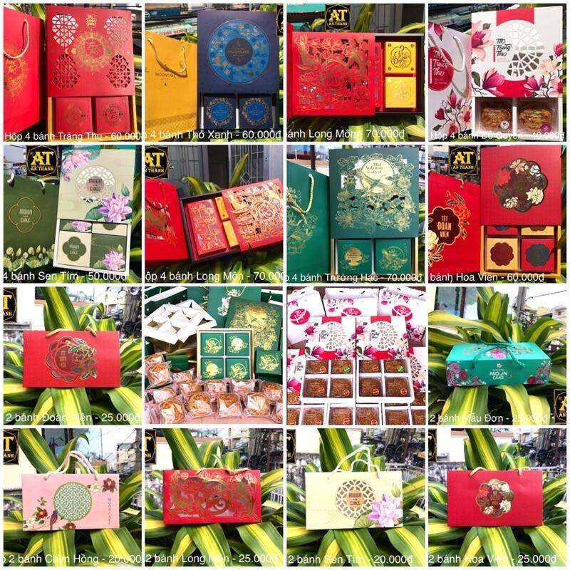 Vỏ hộp đựng 4 bánh trung thu 200g mẫu mới 2022 có túi xách vỏ hộp đẹp cao cấp tặng kèm vỏ hộp đựng 2 bánh