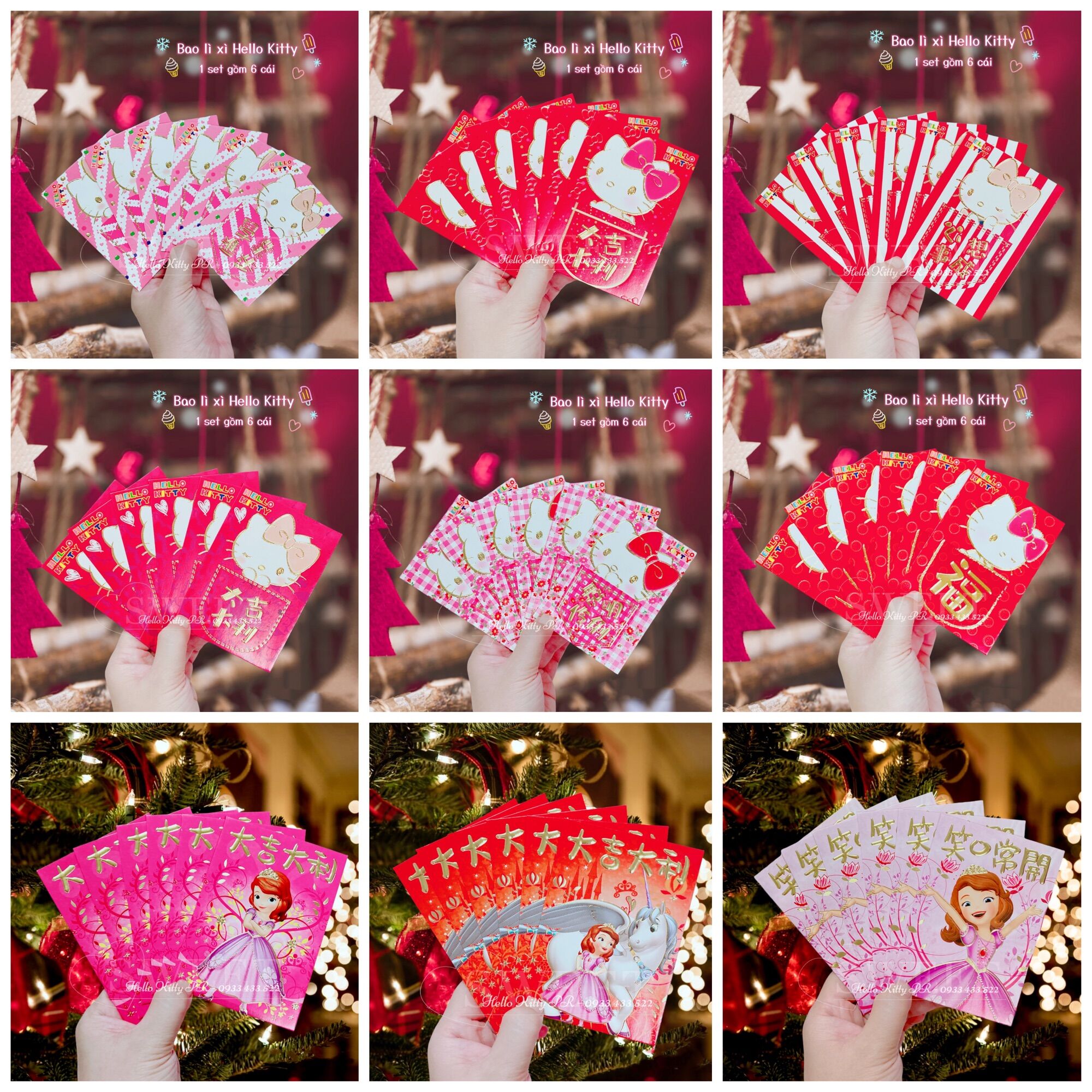 Set 6 bao lì xì Hello Kitty