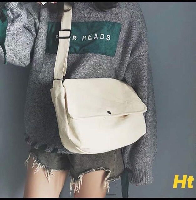 Túi đeo chéo khuy trơn, túi đeo chéo ka ki Shopbong HOTTRE và