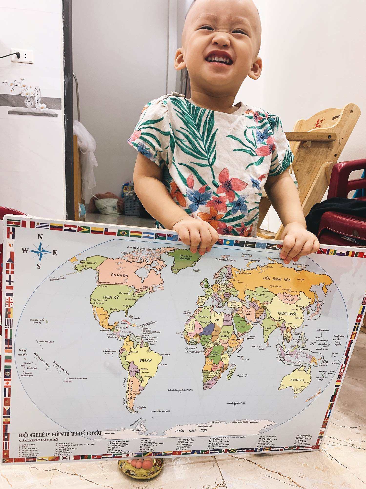 ( Mẫu TG ) Tranh lắp ghép bản đồ gỗ khổ a2 cho bé