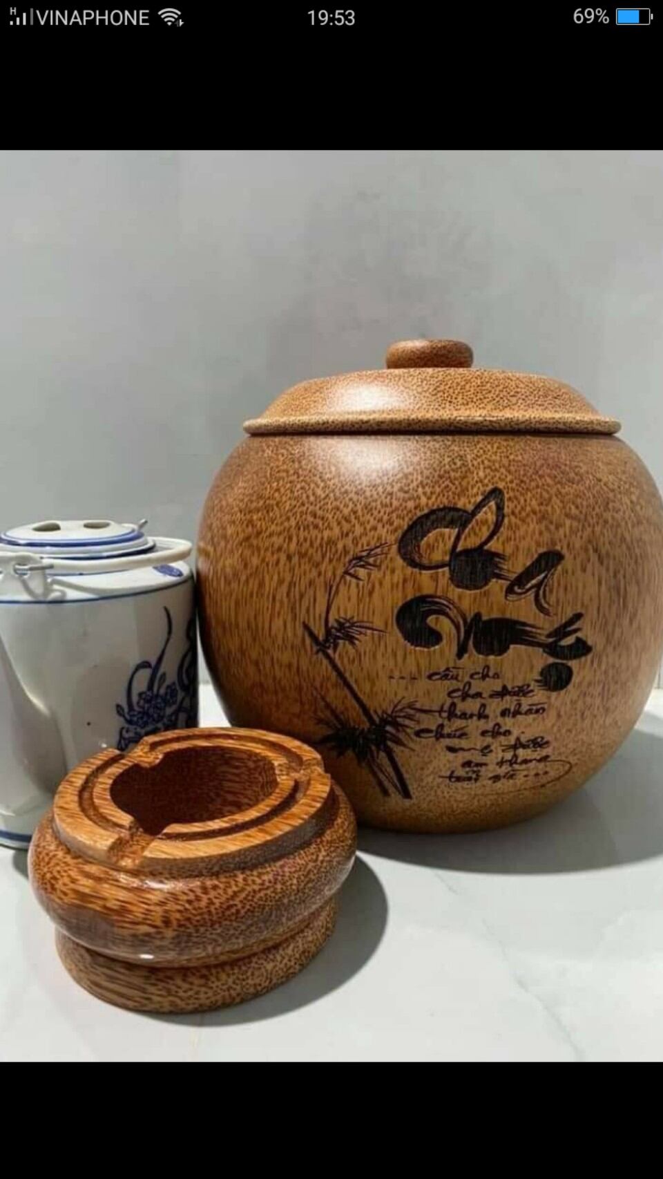 Bình ủ giữ ấm bình trà làm từ gỗ dừa